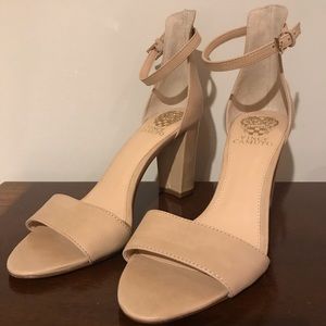 One strap nude heel
